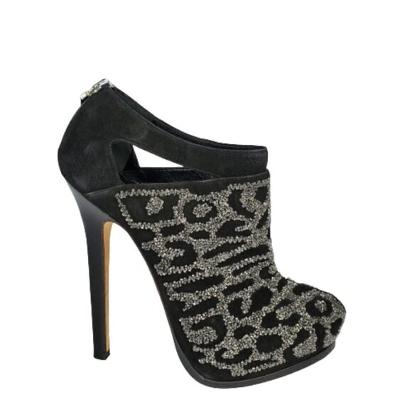 Fendi Embellished Suede Platform Ankle Booties - Picture 1 of 7
